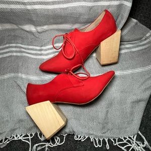 Jeffrey Campbell Free People Edgy Square Heel Oxford Pump, W7.5, red